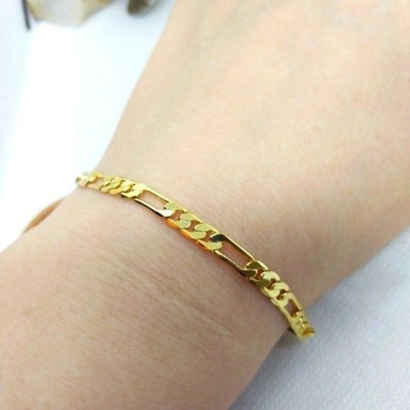 14kt gold bonded stamped Mariner chain link bracelet masculine or feminine fine… - Picture 1 of 4